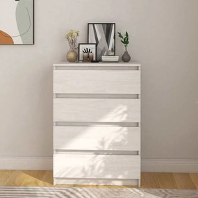 vidaXL Βοηθητικό Ντουλάπι Λευκό 60 x 36 x 84 εκ. από Μασίφ Ξύλο Πεύκου