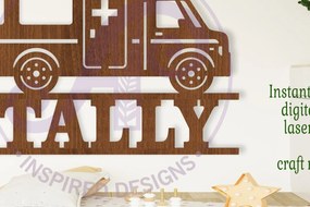 Σετ των 3 Intra απο ξύλο plywood 3mm-4mm πάχος Sign Name Ambulance Δίασταση 6x6 cm INTRAFABR-106562972