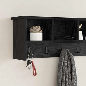 vidaXL Τοίχου Κρεμάστρα Μαύρη δρυς 100 x 16 x 26 εκ Επεξεργασμένο ξύλο