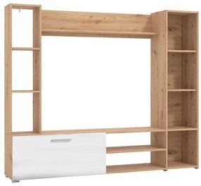 Wall Unit Mataro Artisan Oak - White 185x35x155 cm