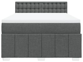 Κρεβάτι Boxspring με Στρώμα Σκούρο Γκρι 140x190 εκ. Υφασμάτινο - Γκρι