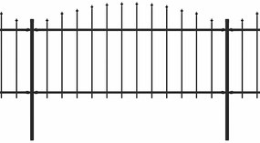 vidaXL Φράχτης Κήπου με Κορυφή Δόρυ Μαύρος Ατσάλινος 1426 x 75 εκ.