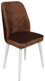 Καρέκλα Dallas (Σετ 4Τμχ) 974NMB1589 50x49x90cm Brown-White Μέταλλο,Βελούδο,Ξύλο