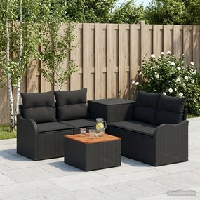 vidaXL Σετ Καναπέ 6 τμχ. Μαύρο 55 x 55 x 37 εκ Πολυ-ρακί και Χάλυβας