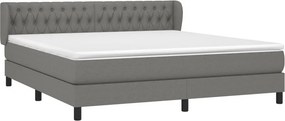 vidaXL Κρεβάτι Boxspring με Στρώμα Σκούρο Γκρι 180x200 εκ Υφασμάτιν