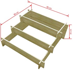 vidaXL Ζαρντινιέρα 3 Επιπέδων 90 x 90 x 35 εκ. από Εμποτισμένο Ξύλο