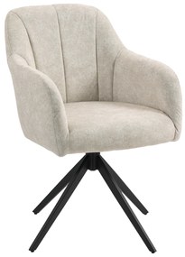 HOMCOM Περιστρεφόμενη Πολυθρόνα Accent, Πολυθρόνα με Υφασμάτινη Επένδυση, Μπράτσα, Ατσάλινα Πόδια, για Σαλόνι, Υπνοδωμάτιο, Γραφείο, Μπεζ