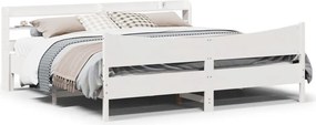 vidaXL Πλαίσιο Κρεβατιού με Κεφαλάρι Λευκό 200x200 εκ. από Μασίφ Πεύκο