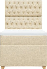 vidaXL Κρεβάτι Boxspring με Στρώμα Κρεμ 90x190 εκ.Υφασμάτινο