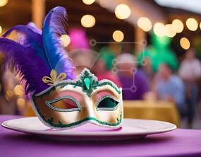 Intra Συλλεκτικό Ξύλινο Παζλ Plywood 4mm - Εορταστική μάσκα μεταμφίεσης σε ένα πιάτο Σε Ξύλινο Κουτί - Διαστάσεις: 10x10 cm – 25 κομμάτια