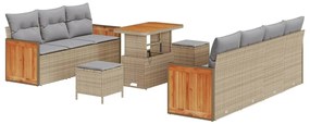 vidaXL Set Καναπέ Κήπου  10 Τεμαχίων με Μαξιλάρια σε Μπεζ Χρώμα, Πολυ Ράτταν