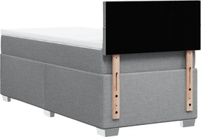 vidaXL Κρεβάτι Boxspring με Στρώμα Ανοιχτό Γκρι 90x200 εκ. Υφασμάτινο