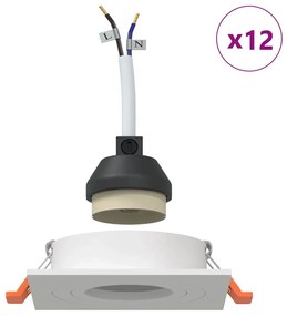 vidaXL Κρυφά σποτ 12 τμχ Τετράγωνα GU10 Λευκά 91x91 χιλ.