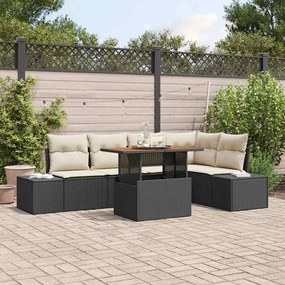 vidaXL Σέτ φαγητού για κήπο 6 pcs Μαύρο, Κρέμα 100 x 55 x 73 εκ