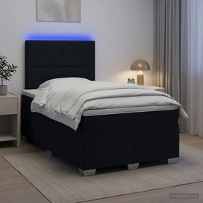 vidaXL Κρεβάτι box spring με στρώμα Μαύρο 120 x 200 cm Ύφασμα