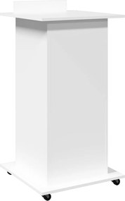 vidaXL Αναλόγιο με Ροδάκια &amp; Συρτάρι Λευκό 55x55x107 εκ. Επεξ. Ξύλο