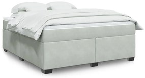 vidaXL Κρεβάτι Boxspring με Στρώμα Ανοιχτό Γκρι 180x200 εκ. Βελούδινο