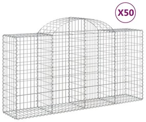 vidaXL Συρματοκιβώτια Τοξωτά 50 τεμ. 200x50x100/120 εκ. Γαλβαν. Ατσάλι