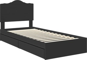 vidaXL Κρεβάτι Αποθήκης Μαύρο 100 x 200 cm Επεξεργασμένο Ξύλο