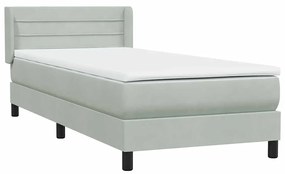 vidaXL Box Spring κρεβάτι με στρώμα ανοιχτό γκρι 100x220 εκ. Βελούδινο