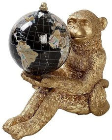 Διακοσμητική Φιγούρα Μαϊμού Με Υδρόγειο GOR110K3 9x5x12cm Gold Espiel Πολυρεσίνη