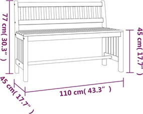 vidaXL Παγκάκι Κήπου 110 εκ. από Μασίφ Ξύλο Ευκαλύπτου