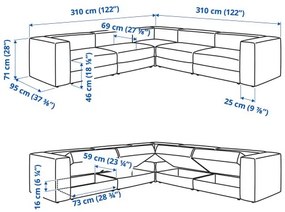 JÄTTEBO πολυμορφικός 6θέσιος γωνιακός καναπές 294.852.47