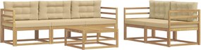vidaXL Σειρά Καναπέ Εξωτερικού με μαξιλάρι 6 pcs Λευκό και Μπεζ