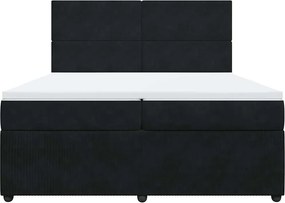 vidaXL Κρεβάτι Boxspring με Στρώμα Μαύρο 200x200 εκ. Βελούδινο