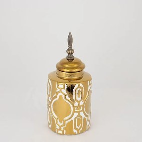ΒΑΖΟ ΜΕ ΚΑΠΑΚΙ ΚΕΡΑΜΙΚΟ ΛΕΥΚΟ - ΧΡΥΣΟ 12.5x12.5x28cm|752-20077