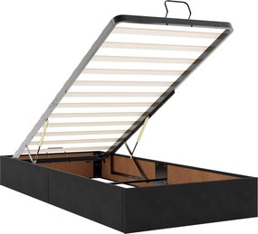 vidaXL Κρεβάτι Ottoman με στρώμα Μαύρο 100 x 200 cm Βελούδο