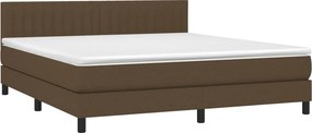 vidaXL Κρεβάτι Boxspring με Στρώμα Σκούρο Καφέ 180x200 εκ Υφασμάτινο