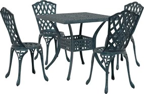 vidaXL Σερβίτσιο τραπεζιού κήπου 5 pcs Πράσινο Χυτό αλουμίνιο