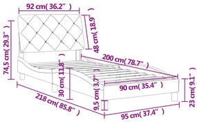 Πλαίσιο Κρεβατιού με Κεφαλάρι Μαύρο 90x200 εκ. Βελούδινο - Μαύρο