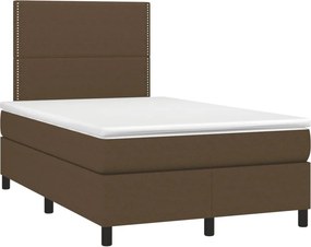 vidaXL Κρεβάτι Boxspring με Στρώμα Σκούρο Καφέ 120x190 εκ Υφασμάτινο