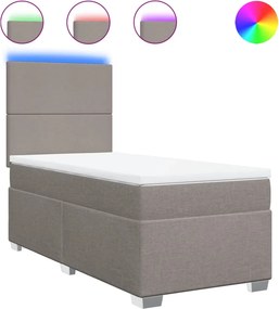 vidaXL Κρεβάτι Boxspring με Στρώμα Taupe 90x190 εκ.Υφασμάτινο