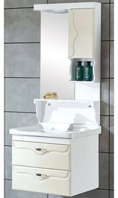 Έπιπλο Μπάνιου Πάγκος Με Νιπτήρα &amp; Καθρέπτη Italia Set-0091 (Σετ 3Τμχ) 60cm White Gloria PVC