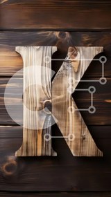 Intra Συλλεκτικό Ξύλινο Παζλ Plywood  4mm - Γράμμα «k» σκαλισμένο σε ξύλινο φόντο Σε Ξύλινο Κουτί - Διαστάσεις Puzzle: 10x10 cm – 25 κομμάτια