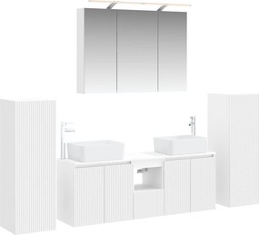 vidaXL Σετ Επίπλων Μπάνιου 6 pcs Λευκό Επεξεργασμένο Ξύλο και Γυαλί