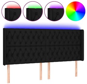 vidaXL Κεφαλάρι Κρεβατιού LED Μαύρο 203x16x118/128 εκ. Υφασμάτινο