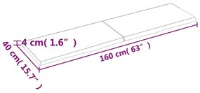 Πάγκος Μπάνιου Σκούρο Καφέ 160x40x(2-4) εκ. Επεξεργ. Μασίφ Ξύλο - Γκρι