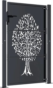 vidaXL Πόρτα Κήπου Ανθρακί 100x125 εκ. Σχέδιο Δέντρου από Ατσάλι