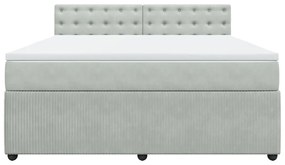 vidaXL Κρεβάτι Boxspring με Στρώμα Ανοιχτό Γκρι 180x200 εκ. Βελούδινο