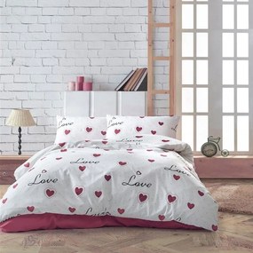 Σεντόνια Έρως 301 (Σετ 4τμχ) White-Red DimCol Queen Size 240x270cm Cotton-Polyester