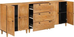 vidaXL Πλαϊνό γραφείο 3 τμχ. 180 x 33,5 x 75 εκ. Μασίφ ξύλο μάνγκο
