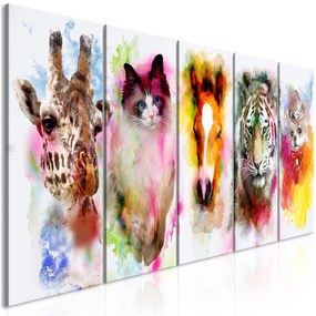 Πίνακας - Watercolour Animals (5 Parts) Narrow 200x80