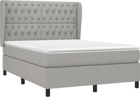 vidaXL Κρεβάτι Boxspring με Στρώμα Ανοιχτό Γκρι 140x190 εκ. Υφασμάτινο