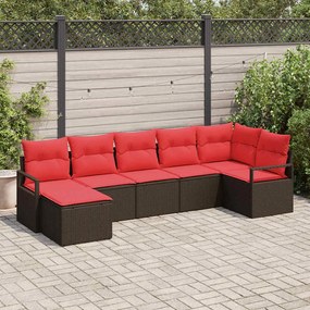 vidaXL Σετ Καναπέ με μαξιλάρι 7 pcs Καφέ συνθετικό ρατάν