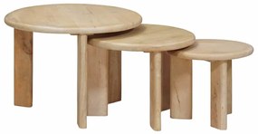 Τραπεζάκια Καφέ Στερεών 3 pcs Μαύρο Στερεό ξύλο μάνγκο