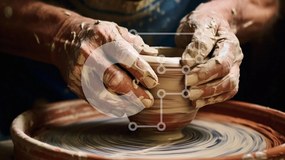 Intra Συλλεκτικό Ξύλινο Παζλ Plywood  4mm - Τεχνίτης που διαμορφώνει ένα μπολ κεραμικής Σε Ξύλινο Κουτί - Διαστάσεις Puzzle: 10x10 cm – 25 κομμάτια